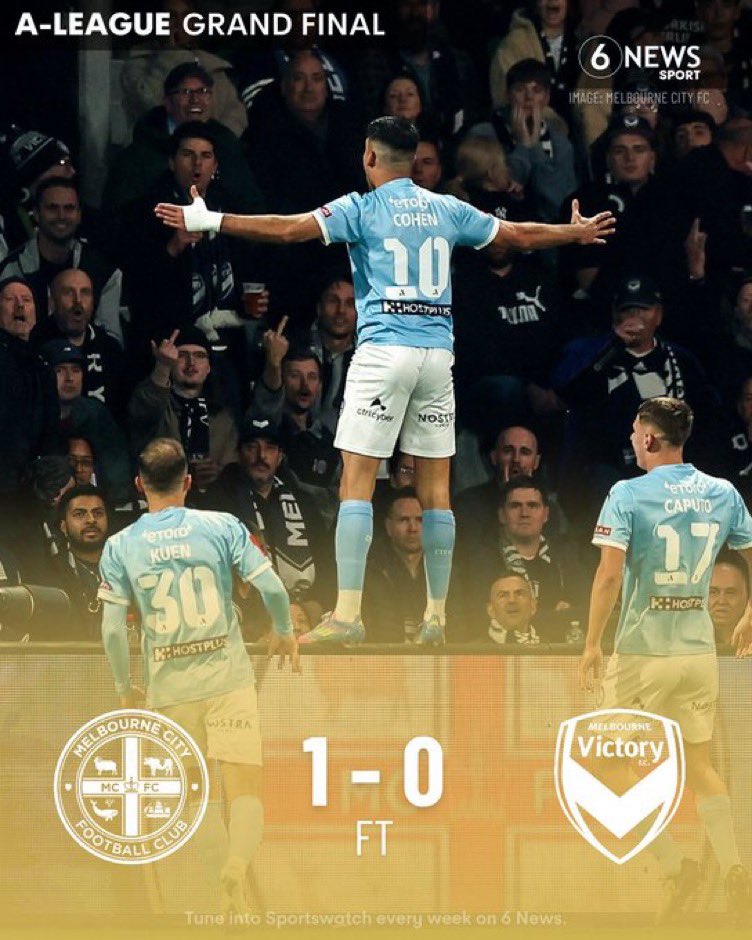 🩵 MELBOURNE CITY ARE A-LEAGUE MEN'S CHAMPIONS IN 2025!

City grind out the 90 minutes to take home the toilet seat after Yonatan Cohen's goal ultimately made the difference in the first Derby Grand Final