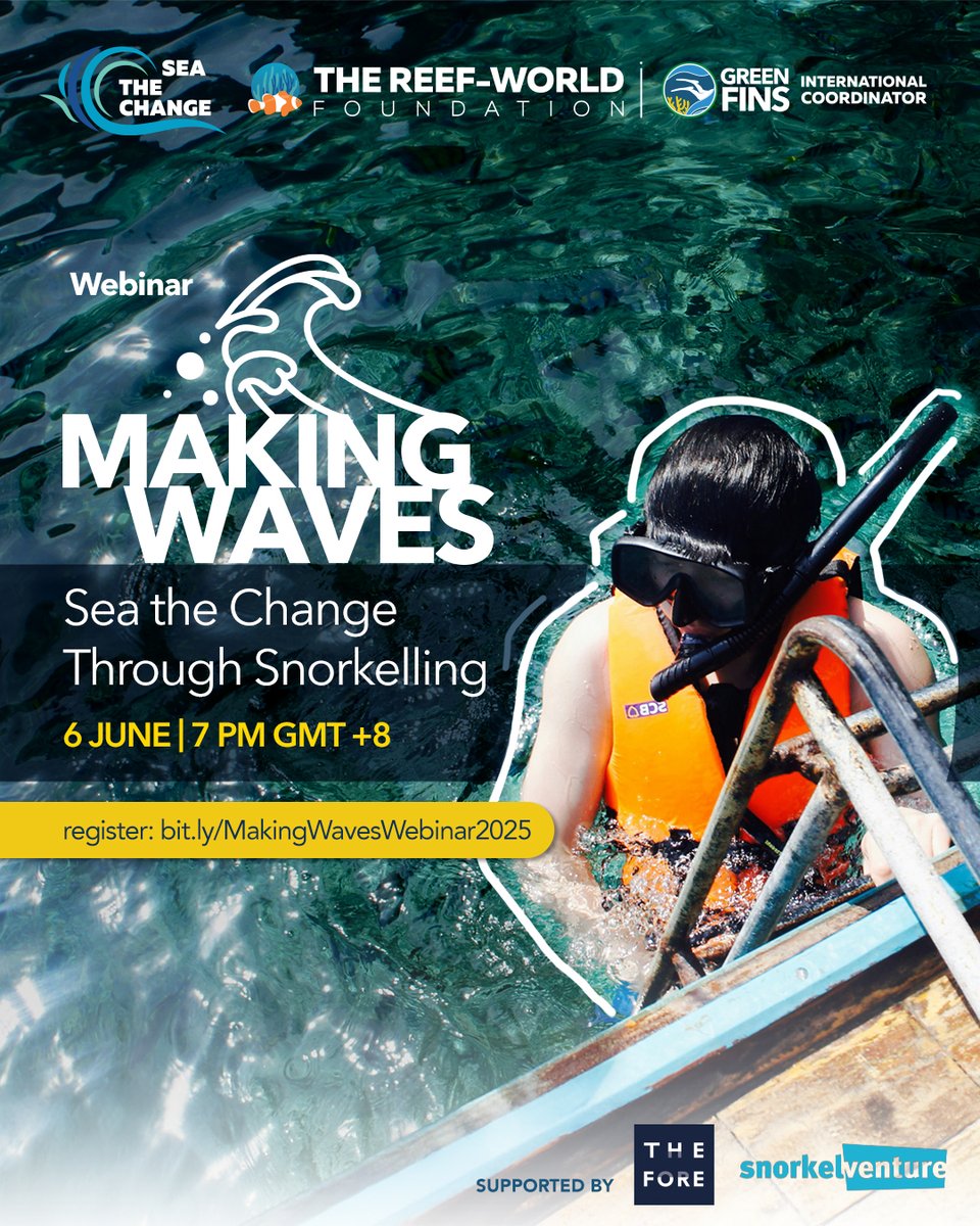 Only a few days left! ⏳

Don’t miss the Making Waves webinar this 6 June at 7 PM UTC +8 — discover how snorkellers and tour operators can protect reefs with simple actions.

🌊 Sign up now and #SeaTheChange: bit.ly/MakingWavesWeb…