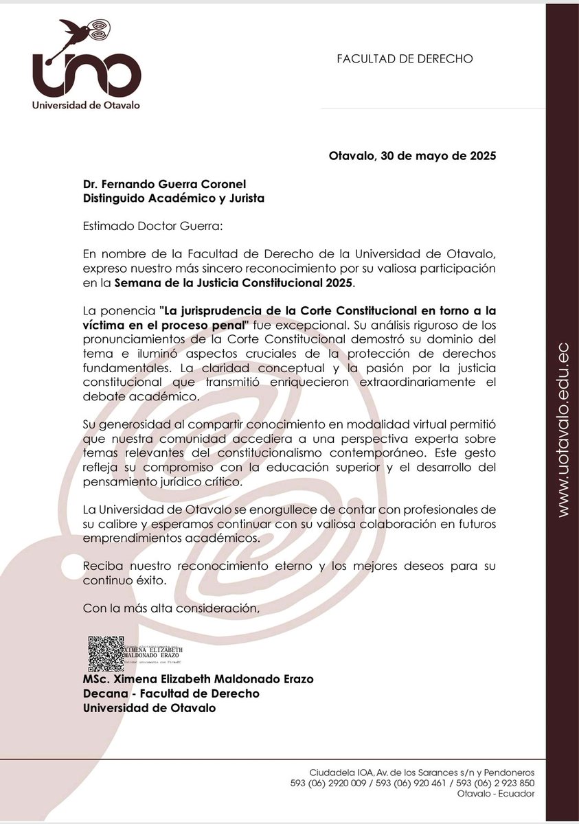 rafergc1's tweet photo. Gracias por la invitación. Semana de la Justicia Constitucional @uotavalo @CedecEcuador @CorteConstEcu https://t.co/TfpqpoXQQB