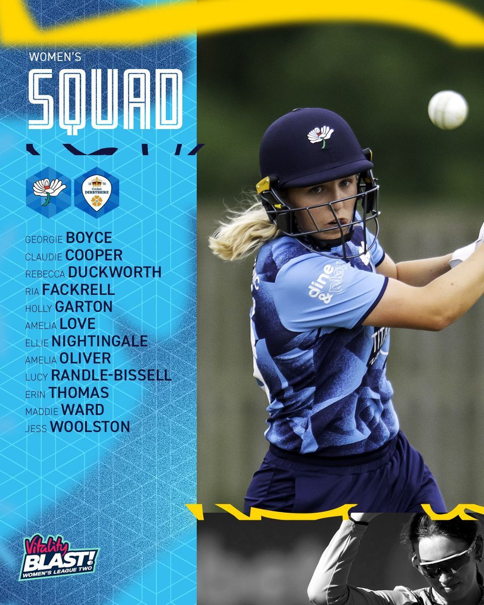 Here's our women's squad for our home opening Blast game v Derbyshire Falcons 💪 

Free entry at Headingley, 2:30pm start - read the preview and grab free tickets 👉  yorkshireccc.com/news/yorkshire…