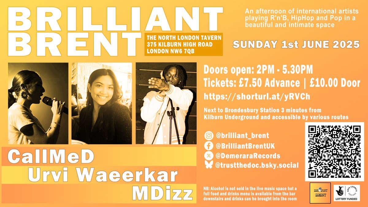 TrustTheDocUK's tweet photo. Still time to save £2.50 per ticket for this stellar Sunday afternoon gig involving 3 young artists from Italy, India & USA live in the upstairs room at @NorthLondonTav from 2PM.
On the bill:
@dianalostfiles
#UrviWaeerkar
#MDizz
https://t.co/BGEpgao5cj https://t.co/Zq9ShsSFCE