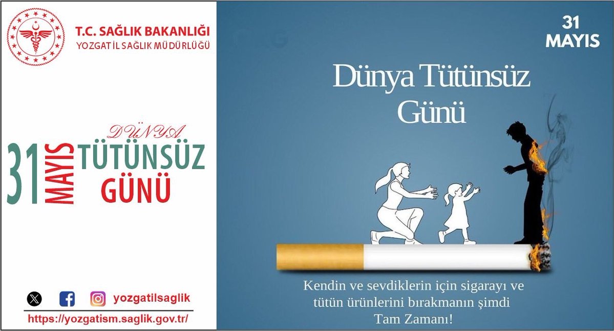 Yozgat İl Sağlık Müdürlüğü (@yozgatilsaglik) on Twitter photo #31MayısDünyaTütünsüzGünü
Haberin devamı;
yozgatism.saglik.gov.tr/TR-350081/31-m…
<a href="/YozgatValiligi/">T.C. Yozgat Valiliği</a>
<a href="/halksagligigm/">Halk Sağlığı Genel Müdürlüğü</a>
<a href="/sbkhgm/">Kamu Hastaneleri Genel Müdürlüğü</a>
<a href="/sbsggm/">Sağlığın Geliştirilmesi</a>
<a href="/saglikbakanligi/">T.C. Sağlık Bakanlığı</a> #31MayısDünyaTütünsüzGünü
Haberin devamı;
yozgatism.saglik.gov.tr/TR-350081/31-m…
<a href="/YozgatValiligi/">T.C. Yozgat Valiliği</a>
<a href="/halksagligigm/">Halk Sağlığı Genel Müdürlüğü</a>
<a href="/sbkhgm/">Kamu Hastaneleri Genel Müdürlüğü</a>
<a href="/sbsggm/">Sağlığın Geliştirilmesi</a>
<a href="/saglikbakanligi/">T.C. Sağlık Bakanlığı</a>