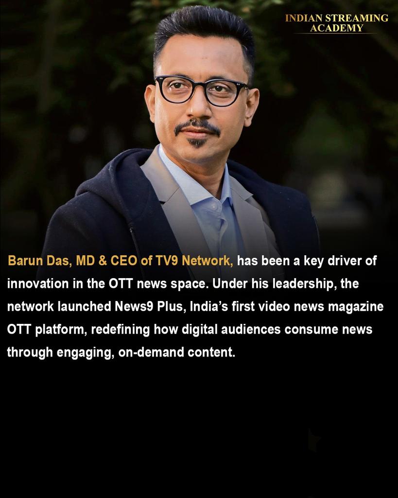 📰🚀 Barun Das, MD &amp; CEO of TV9 Network, is reshaping news on OTT with News9 Plus — India’s first video news magazine! Engaging, on-demand, and future-ready. 📱🌟

#BarunDas #TV9 #100Powerlist #StreamingPowerlist #IndianStreamingAcademy #OTT
<a href="/justbarundas/">Barun Das</a> <a href="/TV9Bharatvarsh/">TV9 Bharatvarsh</a>