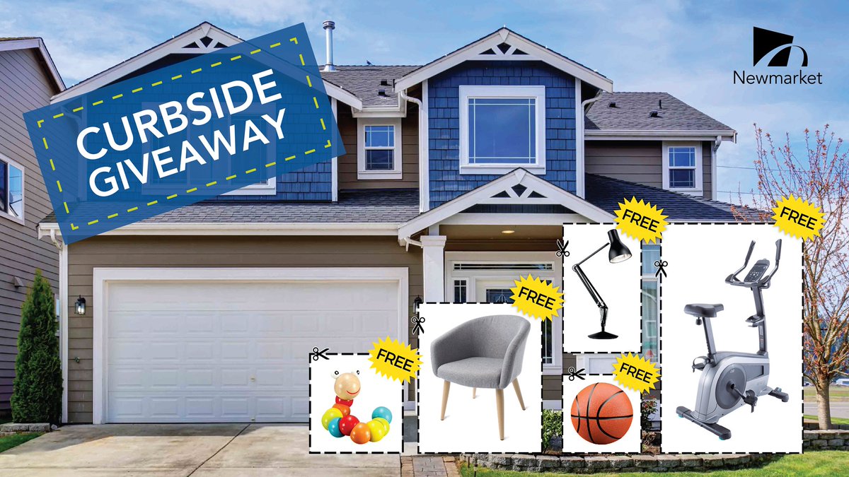 Today is Curbside Giveaway day! Give unwanted items a new life while keeping them out of the landfill. 

Place unwanted, gently used items labelled FREE at the curb for others to take for free. Please remove uncollected items by 5 p.m. 

Info: newmarket.ca/curbsidegiveaw…