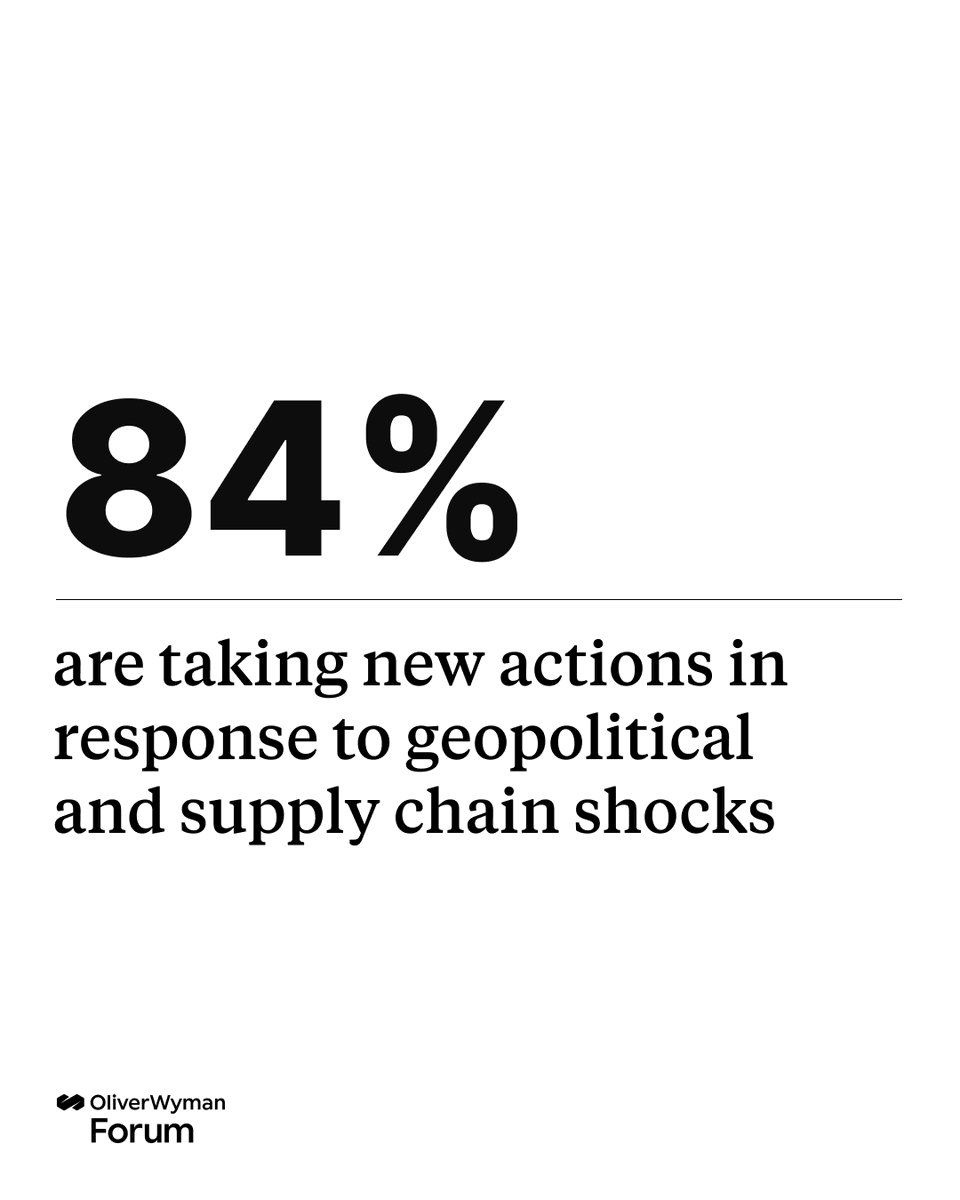 Oliver Wyman (@oliverwyman) on Twitter photo From trade policy to supply chain pressure, nearly all CEOs are taking action to address risks, up from 78% last year. We spoke to 165 CEOs to understand what’s behind the change. Read The CEO Agenda in Black and White >
owy.mn/3ZEpN5t
A report by <a href="/TheOWForum/">Oliver Wyman Forum</a> and From trade policy to supply chain pressure, nearly all CEOs are taking action to address risks, up from 78% last year. We spoke to 165 CEOs to understand what’s behind the change. Read The CEO Agenda in Black and White >
owy.mn/3ZEpN5t
A report by <a href="/TheOWForum/">Oliver Wyman Forum</a> and