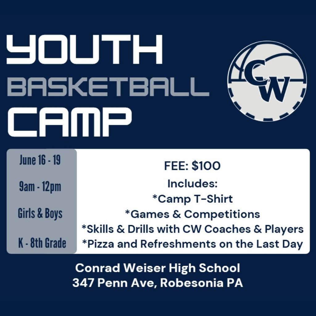 🏀⛹️‍♀️The Conrad Weiser boys and girls youth basketball camp registration is now open⛹️‍♀️🏀
🔗Register at:  zeffy.com/en-US/ticketin…
@cwscoutssports @cwgbasketball @conradweiserboyshoops
#WeAreWeiser