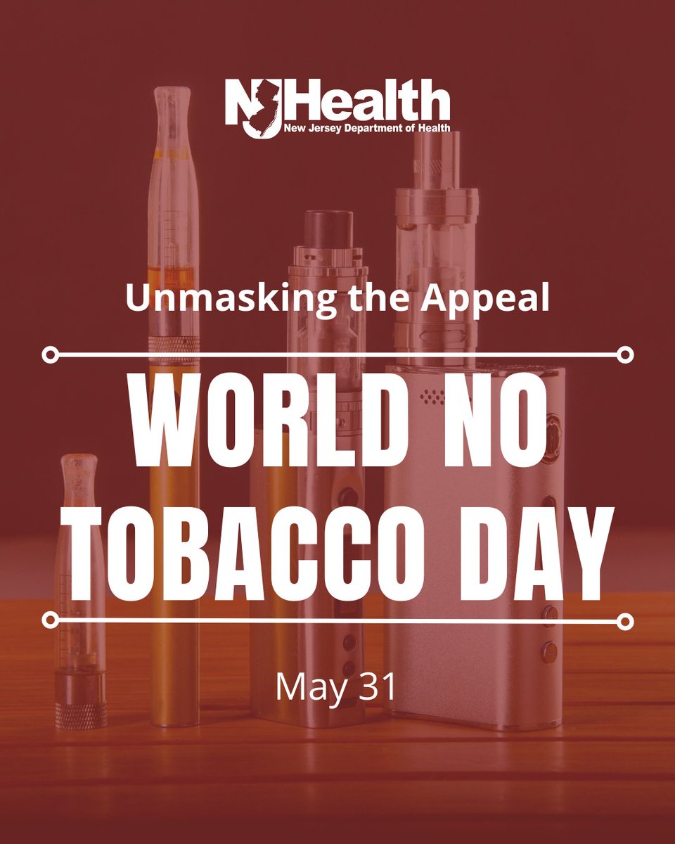 On World No Tobacco Day we’re unmasking or let’s unmask the appeal. Flavored products and colorful packaging are hooking a new generation on tobacco and vaping products. Tobacco use causes around 8 million deaths globally each year. who.int/campaigns/worl… #HealthierNJ