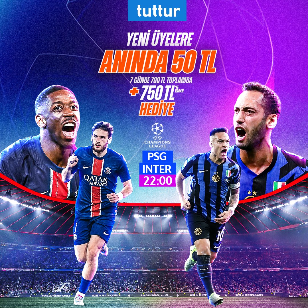 🏆 Şampiyonlar Ligi finali bu akşam nefes kesecek! Sizce kim kupayı alır?

Hemen Tuttur'a üye ol; koşulsuz şartsız ANINDA 50 TL hediye ve 7 günde 700 TL ile toplam 750 TL'ye varan hediye fırsatını kaçırma!👉🏻 tuttur.go.link/5TJ54 #işbirliği