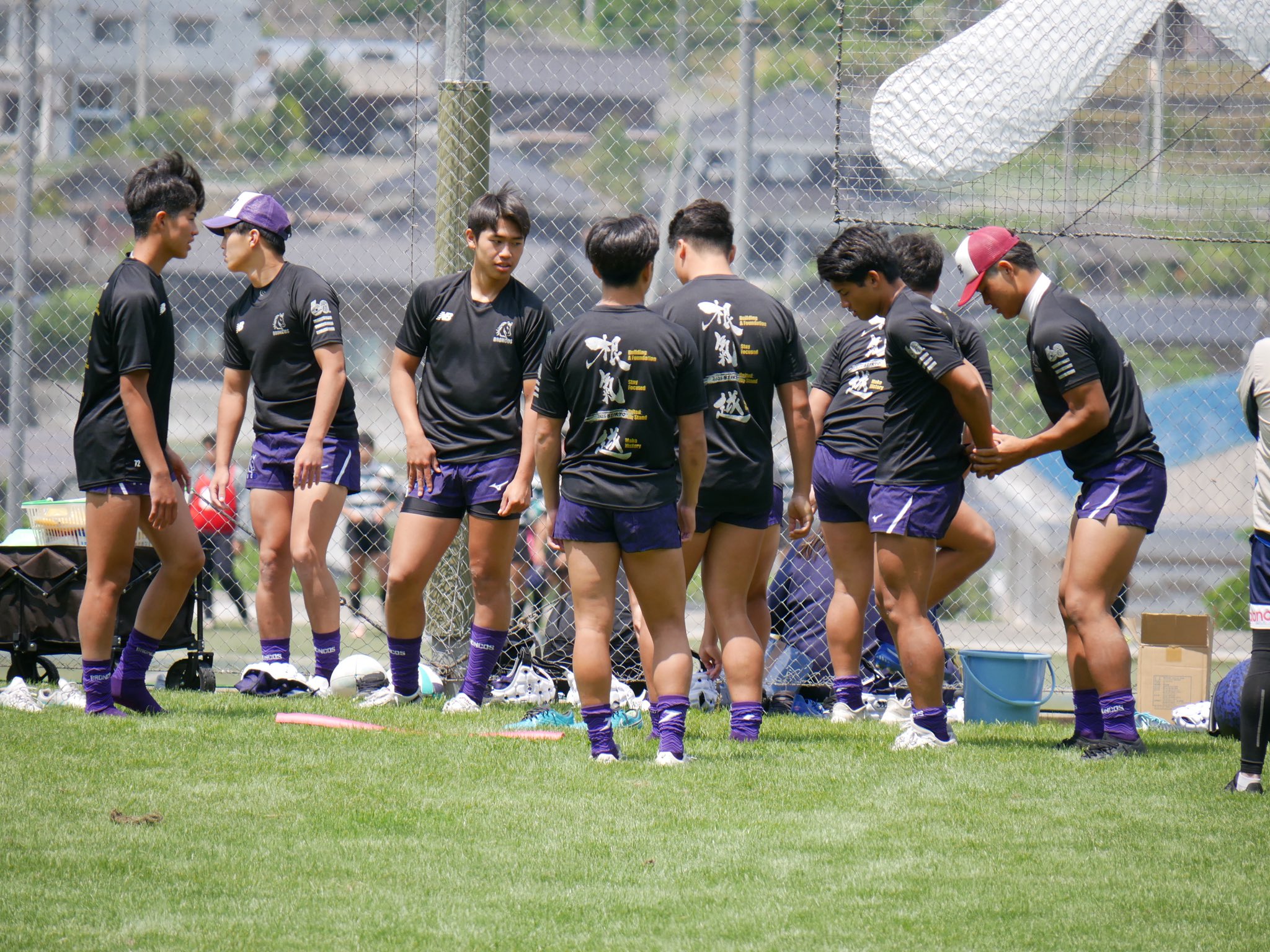 松山聖陵高校ラグビー部 RHINO ラグビーパンツ 青 Sサイズ 松山聖陵ラグビー部 移動用ウインドブレーカー
