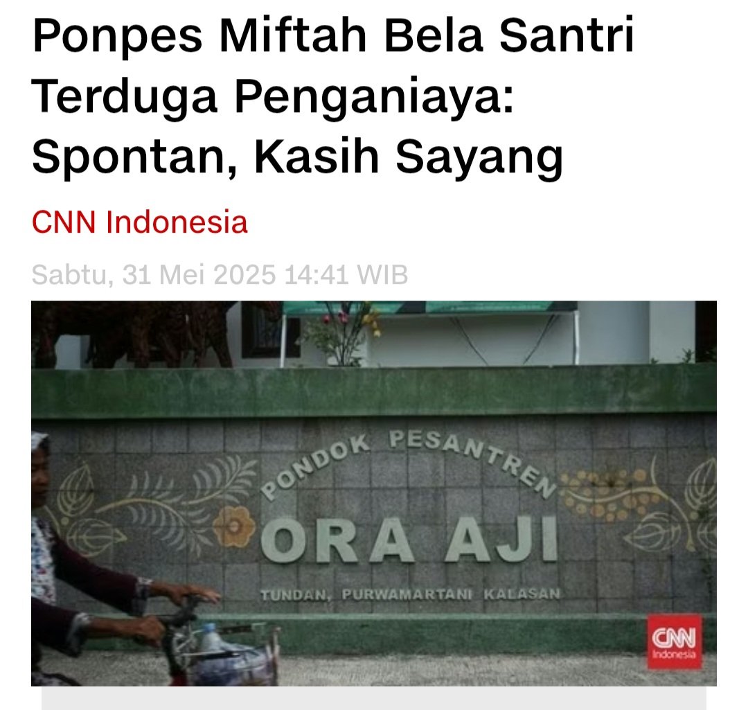 Logika yang ANEH, menganiaya = Kasih Sayang

Oh lupa, ternyata bosnya om Miftah 😂