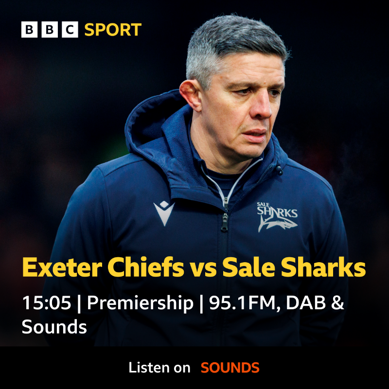 BBCRMsport's tweet photo. π The all-important final league game for Sale
π¦ The Sharks travel to Sandy Park to face Exeter as they look to secure their playoff spot
π» Listen live now
#GallagherPrem #BBCRU #SaleSharks