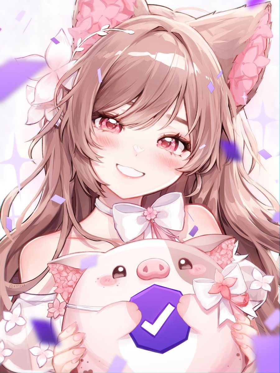 happy twitch partner art for ang!!🌸🐺 #poogiart