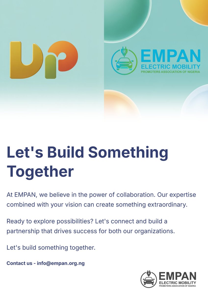 empanigeria's tweet image. Collaboration Starts Here

Are you a donor, NGO, or startup? Let’s partner on training, pilots, or data. Let’s grow the EV ecosystem together. 

📩 info@empan.org.ng
#PartnerForChange #EVLeadership #PoweringTheMovement