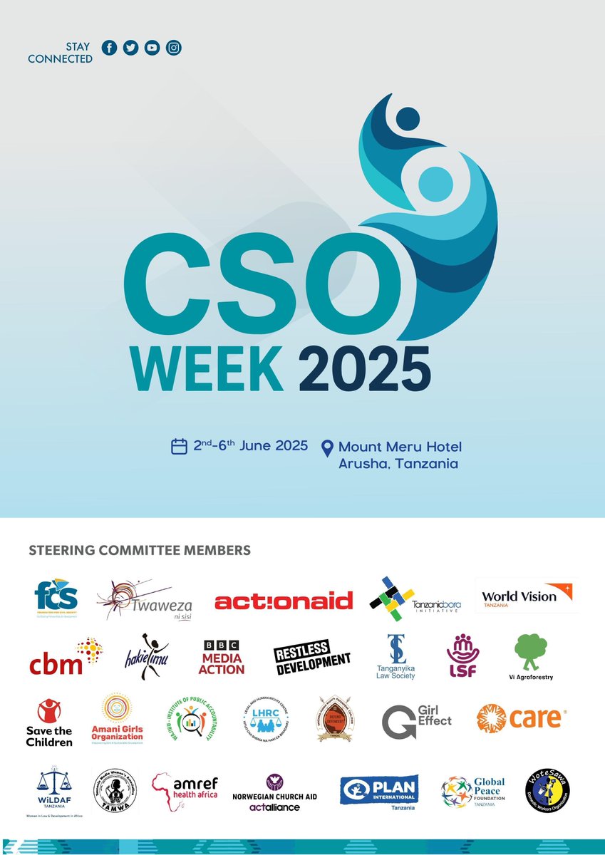#CSOWeek2025 Steering Committee Members

The #CSOWeek2025 Steering Committee is made up of more than 25 civil society organizations, together we are strengthening partnerships and deepening collaboration.

Connect with development actors Register NOW: buff.ly/q1v347h