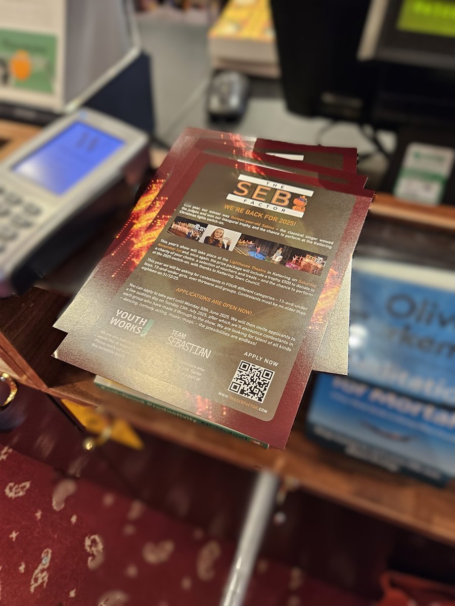 This morning we have been out and about in #Kettering putting up lots of The Seb Factor posters and flyers. Thanks to <a href="/Waterstones/">Waterstones</a> <a href="/Thatpinkshop1/">That pink shop</a> <a href="/KafeBloc/">Kafe Bloc</a> 
@butterwickbakery <a href="/ZanartFraming/">ZanArt Framing</a> and many others for agreeing to house our posters.