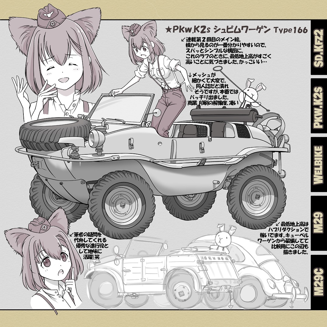 明日のコミティア、冬の新刊も少し持って行きます。「月刊PANZER」で連載してるページのメイキング本です。編集部のご厚意で同人誌にできた次第。小型の軍用車を中心にイラストやラフをいっぱい詰めてあります。