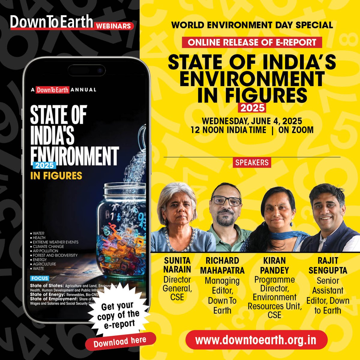 CSEINDIA (@cseindia) on Twitter photo What was 2024 like for India? In pure statistical and environmental terms, it was quite a happening year. 
A year of extremes: the hottest on record, and the highest rainfall in 123 years across many regions.
Join us on the eve of World Environment Day 2025 for a date with What was 2024 like for India? In pure statistical and environmental terms, it was quite a happening year. 
A year of extremes: the hottest on record, and the highest rainfall in 123 years across many regions.
Join us on the eve of World Environment Day 2025 for a date with