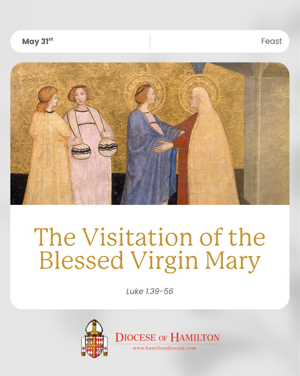 Today we celebrate the Feast of the Visitation of the Blessed Virgin Mary. This feast commemorates Mary's journey to visit her cousin Elizabeth, who was pregnant with John the Baptist. 

May we, like Mary, respond to God’s call with joy and bring His presence to those around us.