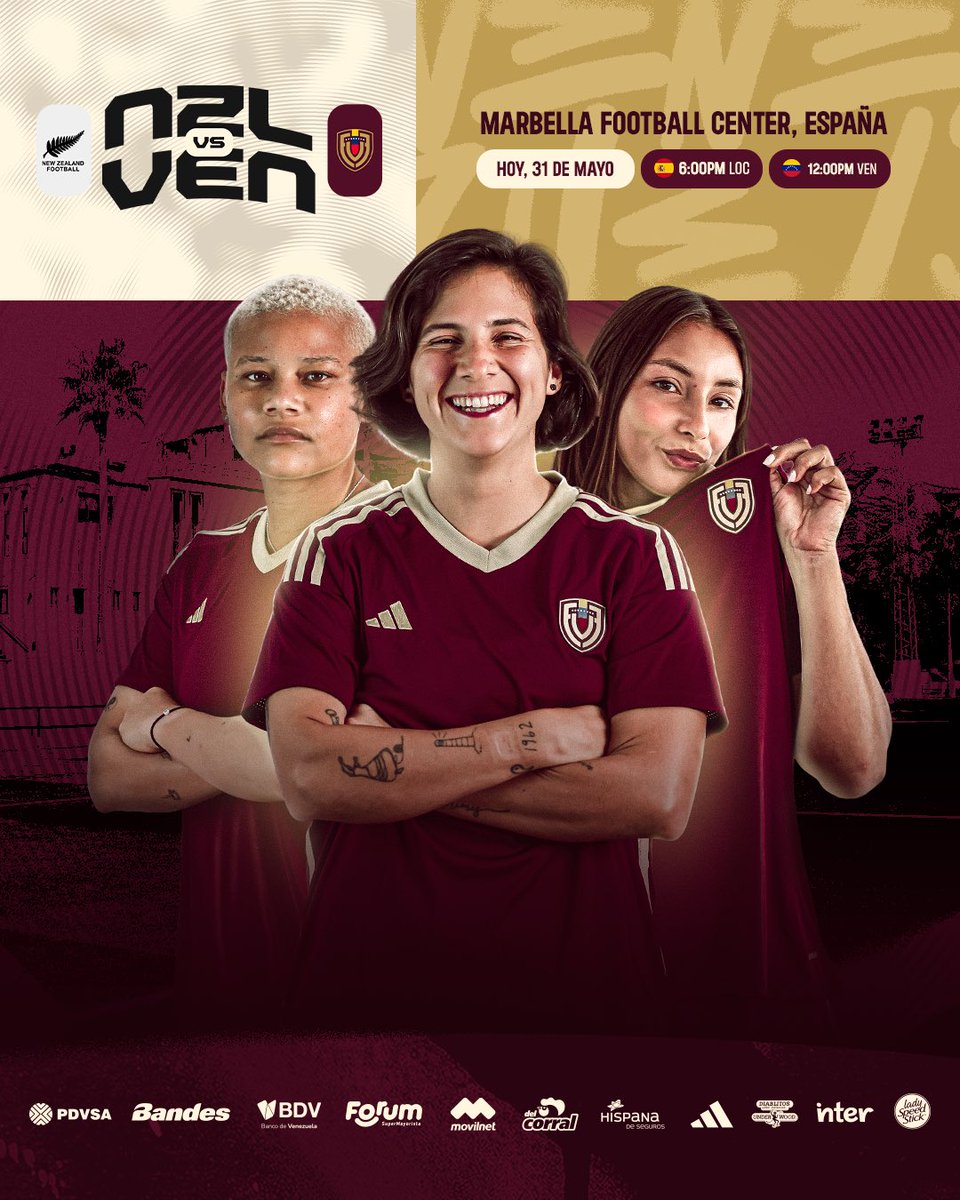 FemeninoFVF's tweet photo. 𝙃𝙤𝙮 𝙟𝙪𝙚𝙜𝙖𝙣 𝙡𝙖𝙨 𝙘𝙝𝙖𝙢𝙖𝙨 🙅‍♀️

La Vinotinto Femenina disputa el primer partido amistoso de esta fecha FIFA frente a Nueva Zelanda 🙌

🏟️ Marbella Football Center, España
⏰ 12:00 PM (VEN), 6:00 PM (LOC)
📺 Televen 
⚠️ A puerta cerrada

#SiempreVinotinto 🇻🇪 https://t.co/v0V6QgkHHk