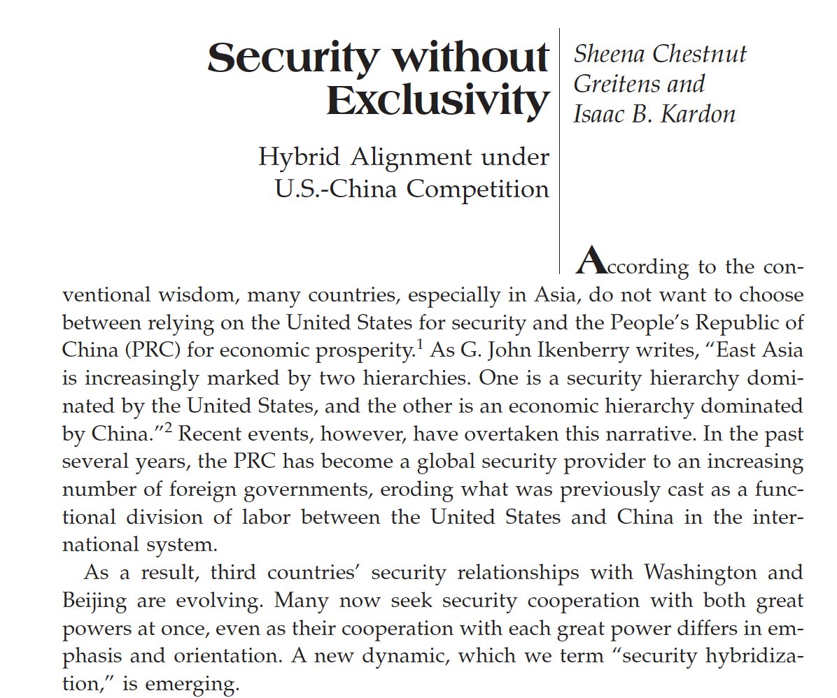 Sheena Chestnut Greitens (@sheenagreitens) on Twitter photo .<a href="/SecDef/">Secretary of Defense Pete Hegseth</a> Hegseth 's speech <a href="/IISS_org/">IISS News</a> repeated conventional wisdom that's already eroded. There's no longer a clean division where US provides security & China prosperity.
China's become a regional security provider; that space is now contested:
#SLD25 <a href="/IntSecJournal/">International Security Journal</a> <a href="/IBKardon/">Isaac B. Kardon</a> .<a href="/SecDef/">Secretary of Defense Pete Hegseth</a> Hegseth 's speech <a href="/IISS_org/">IISS News</a> repeated conventional wisdom that's already eroded. There's no longer a clean division where US provides security & China prosperity.
China's become a regional security provider; that space is now contested:
#SLD25 <a href="/IntSecJournal/">International Security Journal</a> <a href="/IBKardon/">Isaac B. Kardon</a>