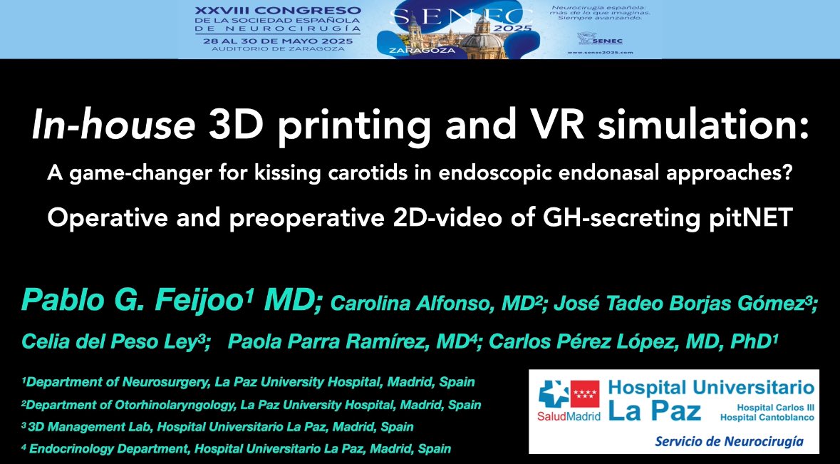 GFeijoo_NS's tweet image. Otra SENEC compartiendo grandes momentos en Zaragoza con colegas y amigos. Gracias al comité por dejarnos mostrar nuestra experiencia e innovaciones en base de cráneo del H.U. La Paz.
#Hipófisis #3Dprinting #pitNET #Adenoma #Zaragoza #Acromegalia #KissingCarotids