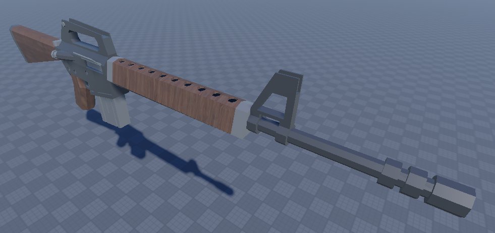 Low-Poly service rifle from Fallout New Vegas.
... Yes it has a normal charging handle. Sue me.
#FalloutNewVegas #ROBLOX