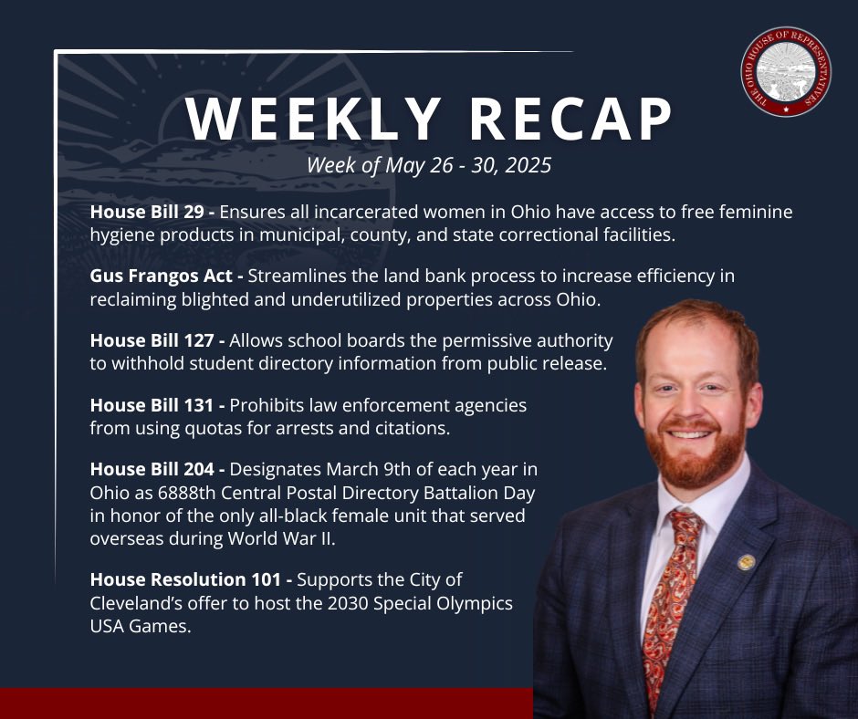 MKishman's tweet image. Here's a recap of recently passed legislation, focusing on the past week. #OH50