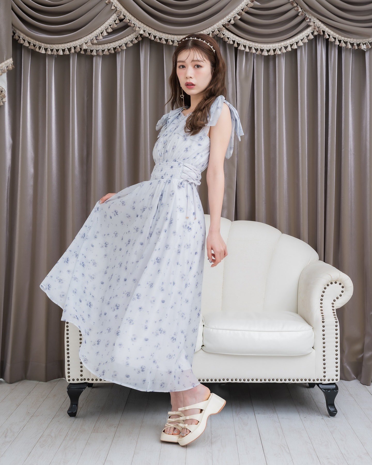 couture BY ROJITA ボウタイリボンシアーワンピース パープル