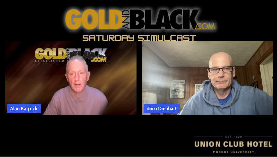 AlanKarpick's tweet image. GoldandBlack.com Saturday Simulcast will work well with your weekend to-do list. 100 minutes of #Purdue hoops (@brianneubert), football (@TomDienhart1), and chat about the #Pacers connection to Purdue with @MarkMontieth. on3.com/teams/purdue-b…