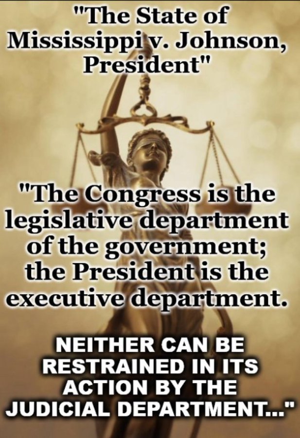 ~☆~LindaEvans🇺🇸🌎🇰🇾 (@deja_vu_4me) on Twitter photo <a href="/StephenM/">Stephen Miller</a> SCOTUS can easily stop this by using the 1866 case of "Mississippi vs Johnson." Also, by what "Article II in the US Constitution" says Judges do not have the authority to issue injunctions against <a href="/POTUS/">President Donald J. Trump</a>.
What's delaying the SCOTUS, as they can stop this JUDICIAL COUP. <a href="/StephenM/">Stephen Miller</a> SCOTUS can easily stop this by using the 1866 case of "Mississippi vs Johnson." Also, by what "Article II in the US Constitution" says Judges do not have the authority to issue injunctions against <a href="/POTUS/">President Donald J. Trump</a>.
What's delaying the SCOTUS, as they can stop this JUDICIAL COUP.