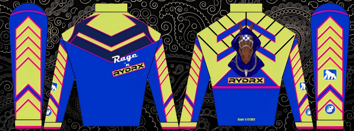 <a href="/TheDonDiablo777/">DonDiablo777 🐯🦍 🪞</a> <a href="/BoredApeYC/">Bored Ape Yacht Club 🍌</a> <a href="/TheeHustleHouse/">BaronVonHustle 🍌</a> <a href="/ApeChainHUB/">ApeChainHUB</a> <a href="/apecoin/">ApeCoin</a> <a href="/HeadofApe/">Cam</a> <a href="/illaDaProducer/">illaDaProducer🍌</a> <a href="/NGBxShpend/">ngbshpend.eth 🍌</a> <a href="/CryptoGarga/">Garga.eth (Greg Solano)</a> Check out the right sleeve of our new Jockey Silks.  <a href="/RYDRx_/">RYDRx</a> 

Rage 'n RYDRX 🏇🏾🔥🔥🔥