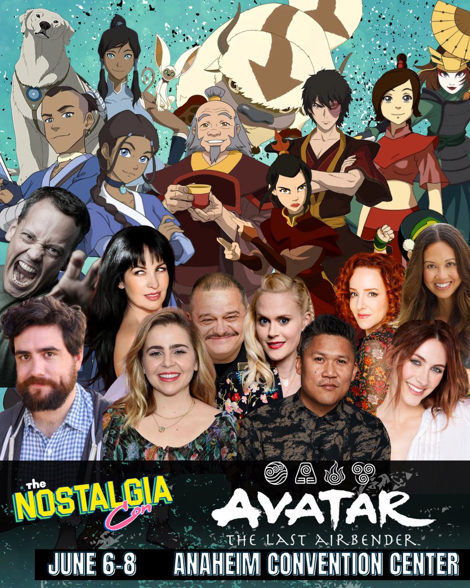 Water 🌊, Earth🪨,  Air💨,  Fire 🔥 

#TheNostalgiaCon will be having THE BIGGEST Avatar The Last Bender line up TO DATE! Celebrating its 20th Anniversary from June 6th - June 8th‼️‼️ 

You won't wanna miss your favorite bender at our show, grab your tickets today!