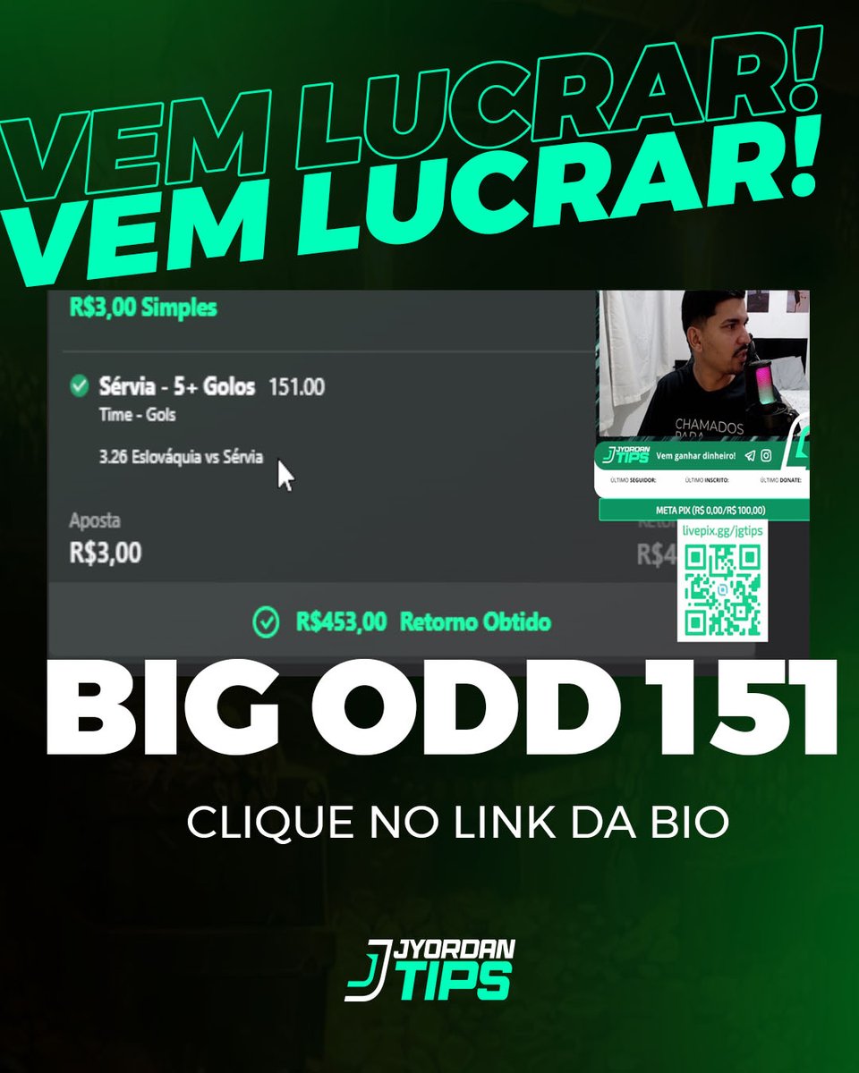 FORRADA INSANA AO VIVO!
Tá perdendo tempo com canais Fake!

Vem FORRAR com quem entrega resultados todos os dias.

NOSSO CANAL JÁ BATEU A META HOJE E ESTÁ COM O BOLSO CHEIO...

VEM GARANTIR SEU GREEEEEEN E SUA BIG.

#Futebolvirtual #rendaextra #apostaesportivas #futebol #psg
