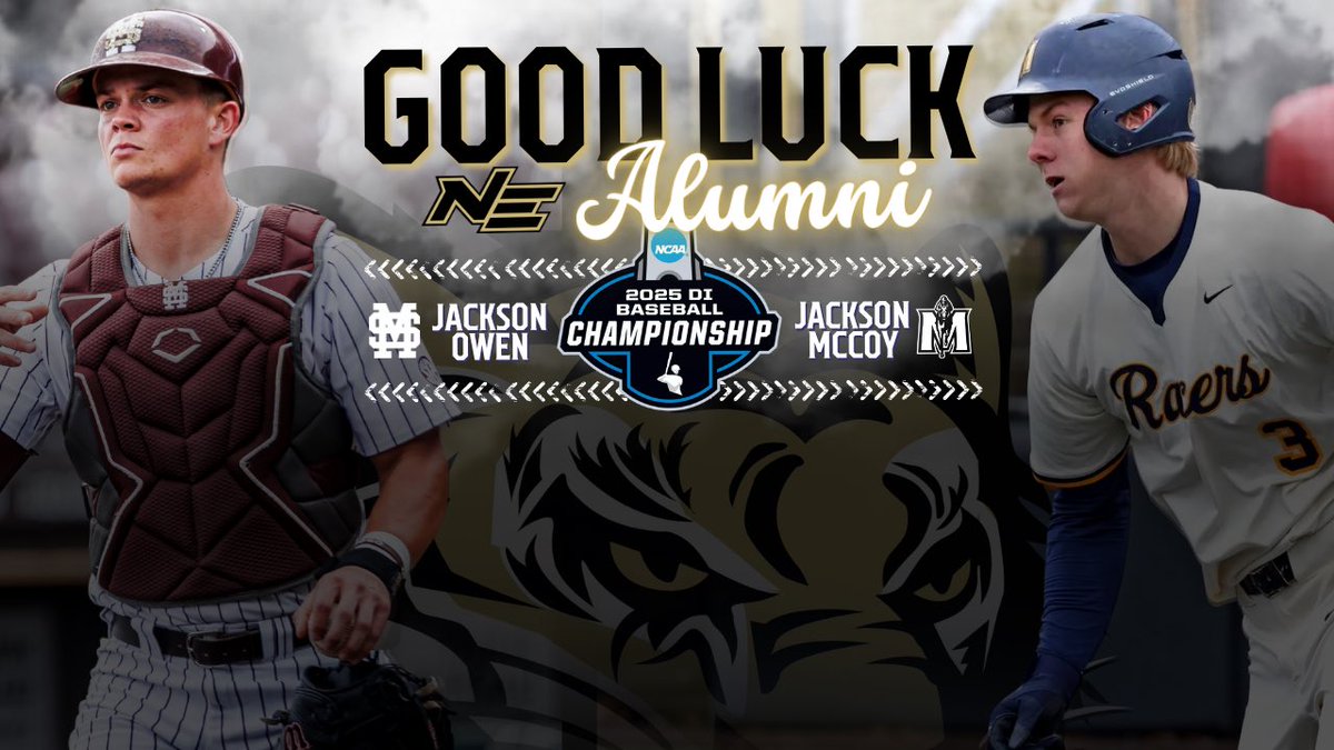 Northeast Tigers (@nemcctigers) on Twitter photo BSB | Best wishes to <a href="/NEMCCBASEBALL/">Northeast Baseball</a> alumni Jackson McCoy & Jackson Owen as they compete on the 𝓡𝓸𝓪𝓭 𝓽𝓸 𝓞𝓶𝓪𝓱𝓪 this weekend!
McCoy’s <a href="/RacersBaseball/">Murray State Baseball</a> are at the Oxford Regional while Owen’s <a href="/HailStateBB/">Mississippi State Baseball</a> plays in the Tallahassee Regional.
🐯 #TigerTown BSB | Best wishes to <a href="/NEMCCBASEBALL/">Northeast Baseball</a> alumni Jackson McCoy & Jackson Owen as they compete on the 𝓡𝓸𝓪𝓭 𝓽𝓸 𝓞𝓶𝓪𝓱𝓪 this weekend!
McCoy’s <a href="/RacersBaseball/">Murray State Baseball</a> are at the Oxford Regional while Owen’s <a href="/HailStateBB/">Mississippi State Baseball</a> plays in the Tallahassee Regional.
🐯 #TigerTown