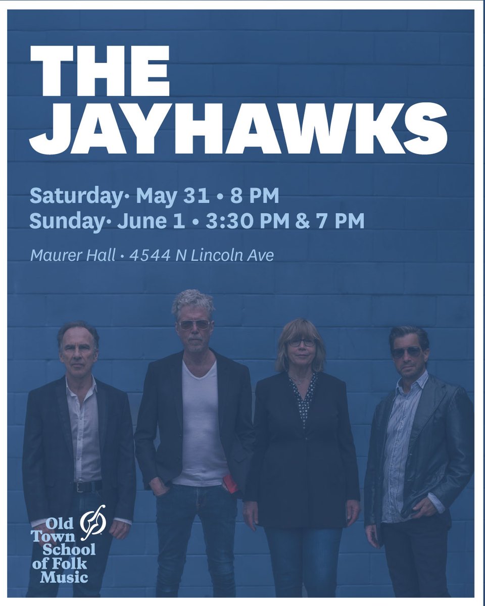 JayhawksOfficial (@the_jayhawks) on Twitter photo Our 3 show run at <a href="/oldtownschool/">Old Town School</a> in Chicago kicks off tonight. The evening shows on Saturday & Sunday are sold out but there are a (very) few tickets remaining for the Sunday 3:30pm matinee show.
Ticket link: bit.ly/3XwB7jg
Jayhawks tour dates: bit.ly/JayhawksShows Our 3 show run at <a href="/oldtownschool/">Old Town School</a> in Chicago kicks off tonight. The evening shows on Saturday & Sunday are sold out but there are a (very) few tickets remaining for the Sunday 3:30pm matinee show.
Ticket link: bit.ly/3XwB7jg
Jayhawks tour dates: bit.ly/JayhawksShows