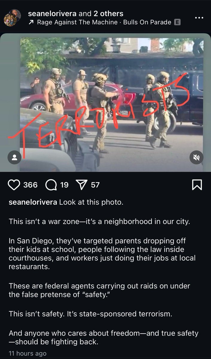 Bill Melugin (@billmelugin_) on Twitter photo NEW: San Diego Democrat city councilman <a href="/SeanEloRivera/">Sean Elo-Rivera</a> calls ICE “terrorists” in an Instagram post, alleging they are committing “state-sponsored terrorism”, & urging the public to “fight back”.
This, after <a href="/GovTimWalz/">Governor Tim Walz</a> & Congressman <a href="/danielsgoldman/">Daniel Goldman</a> both called ICE the “Gestapo”. NEW: San Diego Democrat city councilman <a href="/SeanEloRivera/">Sean Elo-Rivera</a> calls ICE “terrorists” in an Instagram post, alleging they are committing “state-sponsored terrorism”, & urging the public to “fight back”.
This, after <a href="/GovTimWalz/">Governor Tim Walz</a> & Congressman <a href="/danielsgoldman/">Daniel Goldman</a> both called ICE the “Gestapo”.