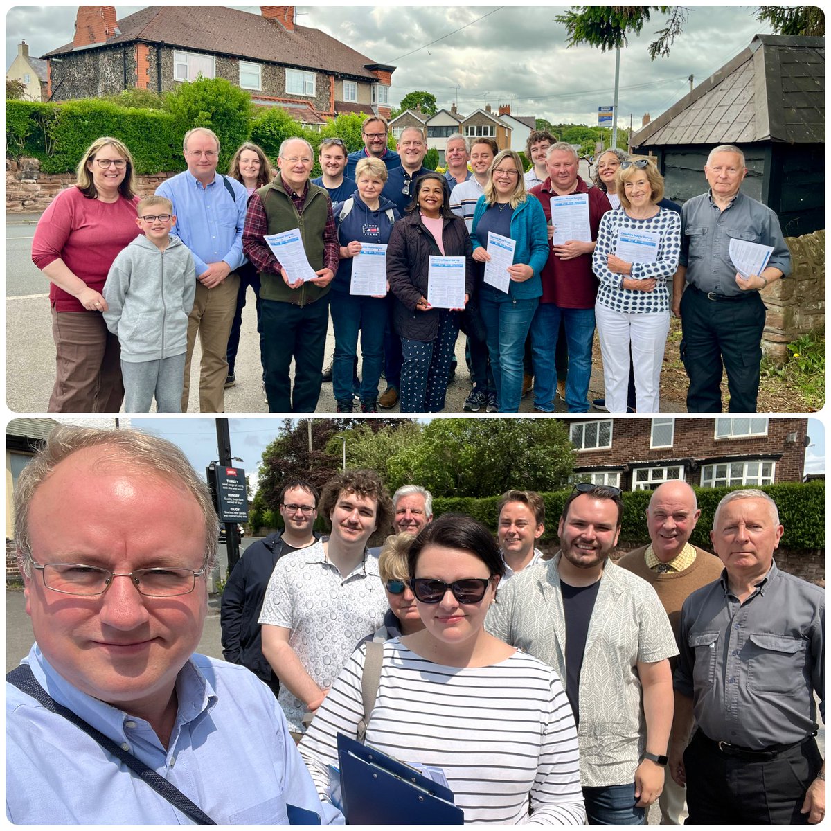 Great effort from our teams in Little Neston today. We covered a lot of ground, engaging with residents on hundreds of doorsteps about local issues and the prospect of an elected Mayor for #Cheshire. Big thanks to all the team who joined us from across the borough and beyond.