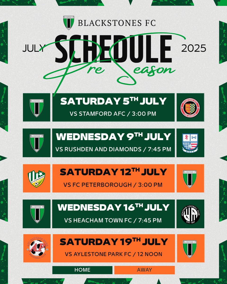 Blackstones FC (@blackstonesfc) on Twitter photo Slight change to our pre-season schedule with <a href="/officialAPFC/">Aylestone Park FC</a> replacing Rothwell on the 19th July. The KO will be 12 noon.
<a href="/LincsOLSport/">James Bedford - Lincs Online Sport</a> <a href="/RutStamSound/">Rutland & Stamford Sound</a> <a href="/NonLeagueCrowd/">Non League Crowds</a> <a href="/NonLeague16/">Pboro Grassroots</a> Slight change to our pre-season schedule with <a href="/officialAPFC/">Aylestone Park FC</a> replacing Rothwell on the 19th July. The KO will be 12 noon.
<a href="/LincsOLSport/">James Bedford - Lincs Online Sport</a> <a href="/RutStamSound/">Rutland & Stamford Sound</a> <a href="/NonLeagueCrowd/">Non League Crowds</a> <a href="/NonLeague16/">Pboro Grassroots</a>