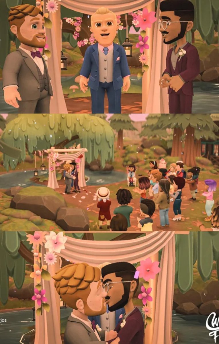 I love how Lgbtq+ friendly “wylde flowers” is✨ Your character, Tara, can choose who to date from the romancable characters; woman, man or nonbinary person. And there is the gay couple Angus and Francis who just got married in my gameplay and everyone is cheering for them. Its