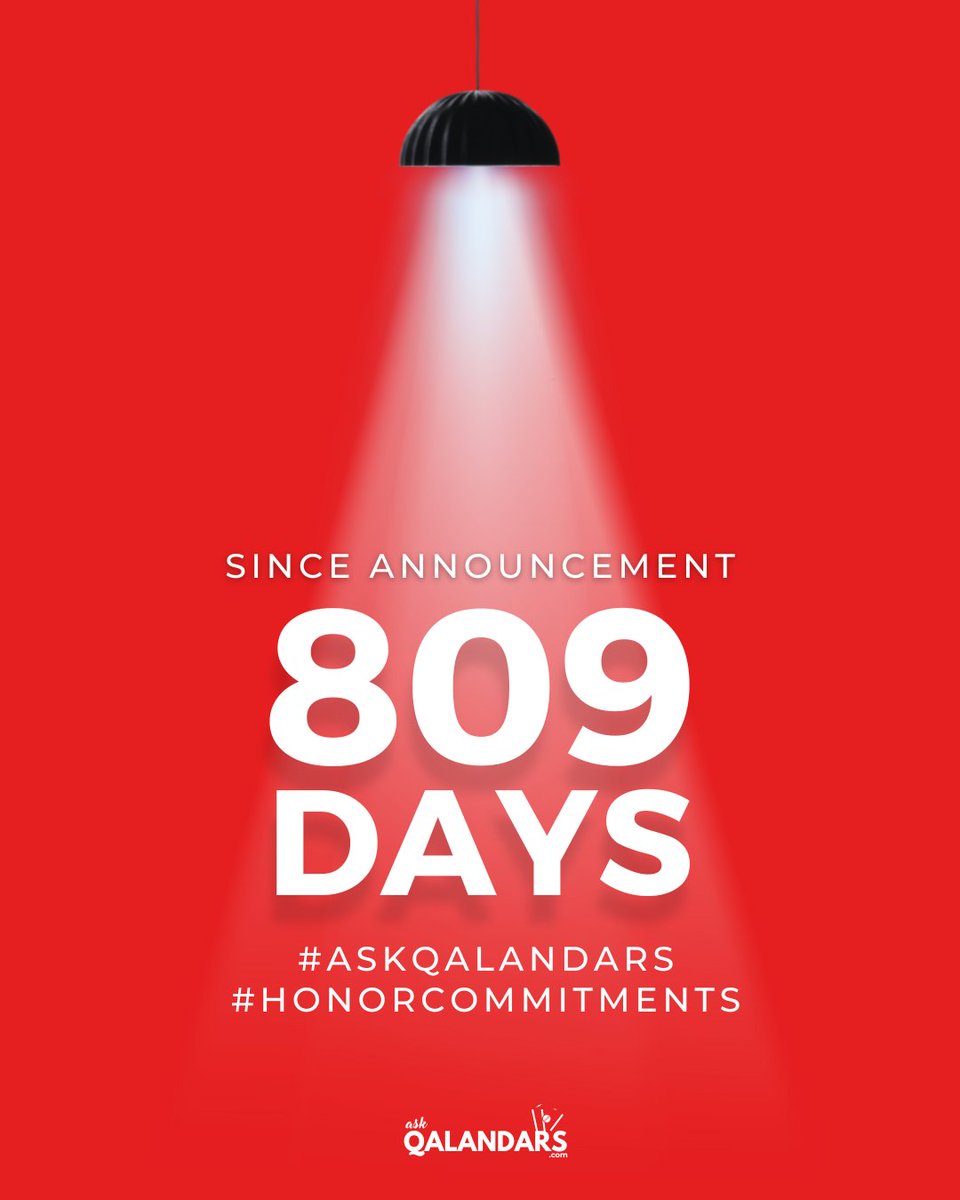 AskQalandars's tweet photo. 809 days closer to the truth. 

#LahoreQalnadars #AskQalandars #HonorCommitments #DilSeQalandar https://t.co/9pdD3rFsqb