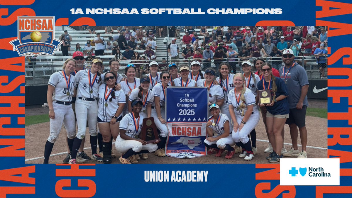 NCHSAA (@nchsaa) on Twitter photo Congratulations to your 2025 1A Softball State Champions, <a href="/UAathletics/">Union Academy Athletics</a>!
Great job, ladies — you earned it! 🥎🏆
#NCHSAASB <a href="/DukeATHLETICS/">Duke Athletics</a> <a href="/DurhamNCSports/">Durham Sports Commission</a> <a href="/BlueCrossNC/">Blue Cross NC</a> <a href="/WellsFargo/">Wells Fargo</a> Congratulations to your 2025 1A Softball State Champions, <a href="/UAathletics/">Union Academy Athletics</a>!
Great job, ladies — you earned it! 🥎🏆
#NCHSAASB <a href="/DukeATHLETICS/">Duke Athletics</a> <a href="/DurhamNCSports/">Durham Sports Commission</a> <a href="/BlueCrossNC/">Blue Cross NC</a> <a href="/WellsFargo/">Wells Fargo</a>