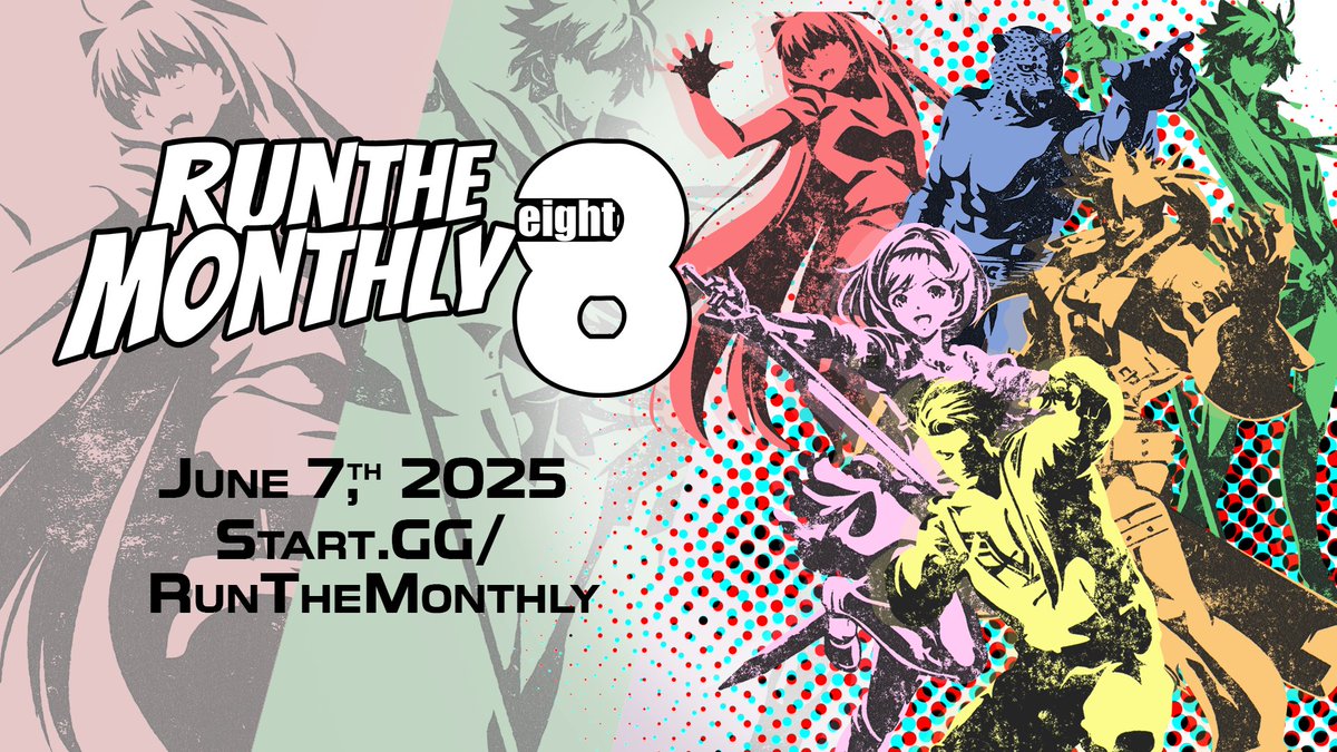 RunTheMonthly 8 is one week from today!
SF6, GGST, T8, GBVSR, MBTL, UNI2
And for our rotating games, we're running CotW and UMvC3!