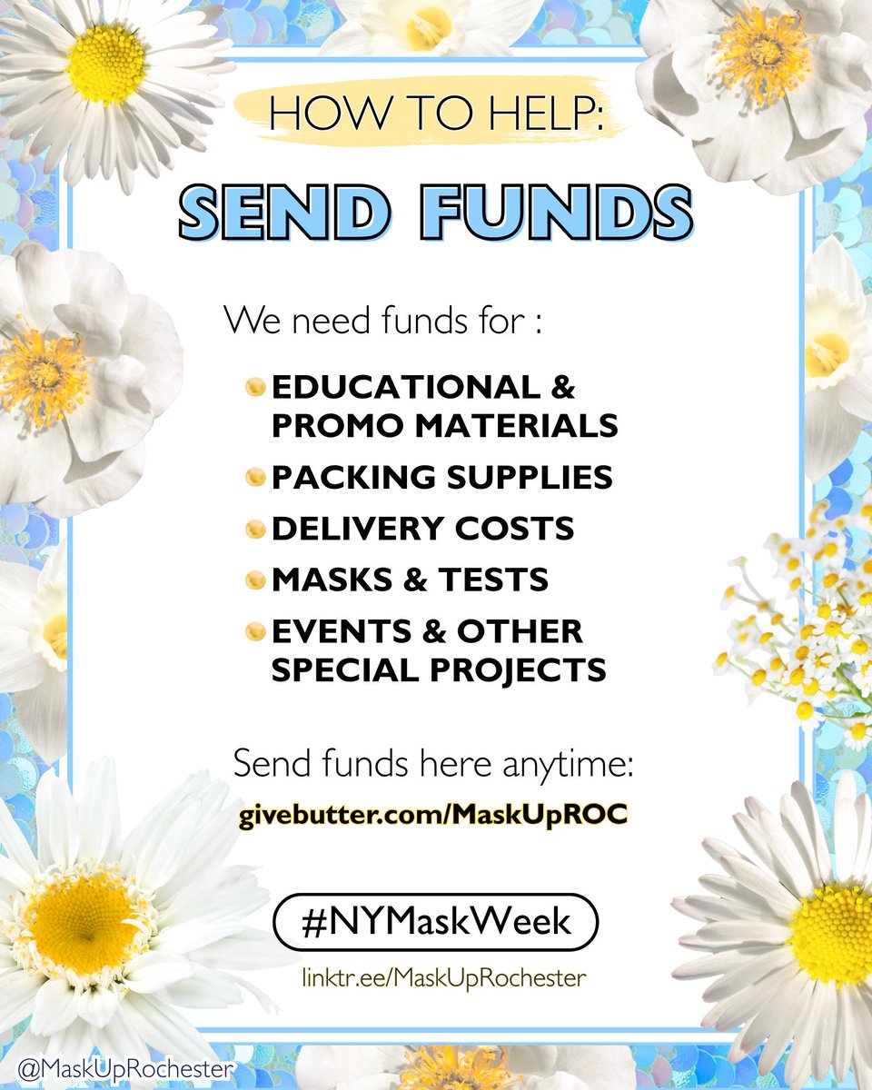 MaskUpRochester's tweet photo. To close out #NYMaskWeek (big gratitude to celebrate.845 for dreaming this week up!) we're here with some new ways (&amp; some old ones!) to help out Mask Up Rochester and our community 🎉 https://t.co/bOrvBWeOp9