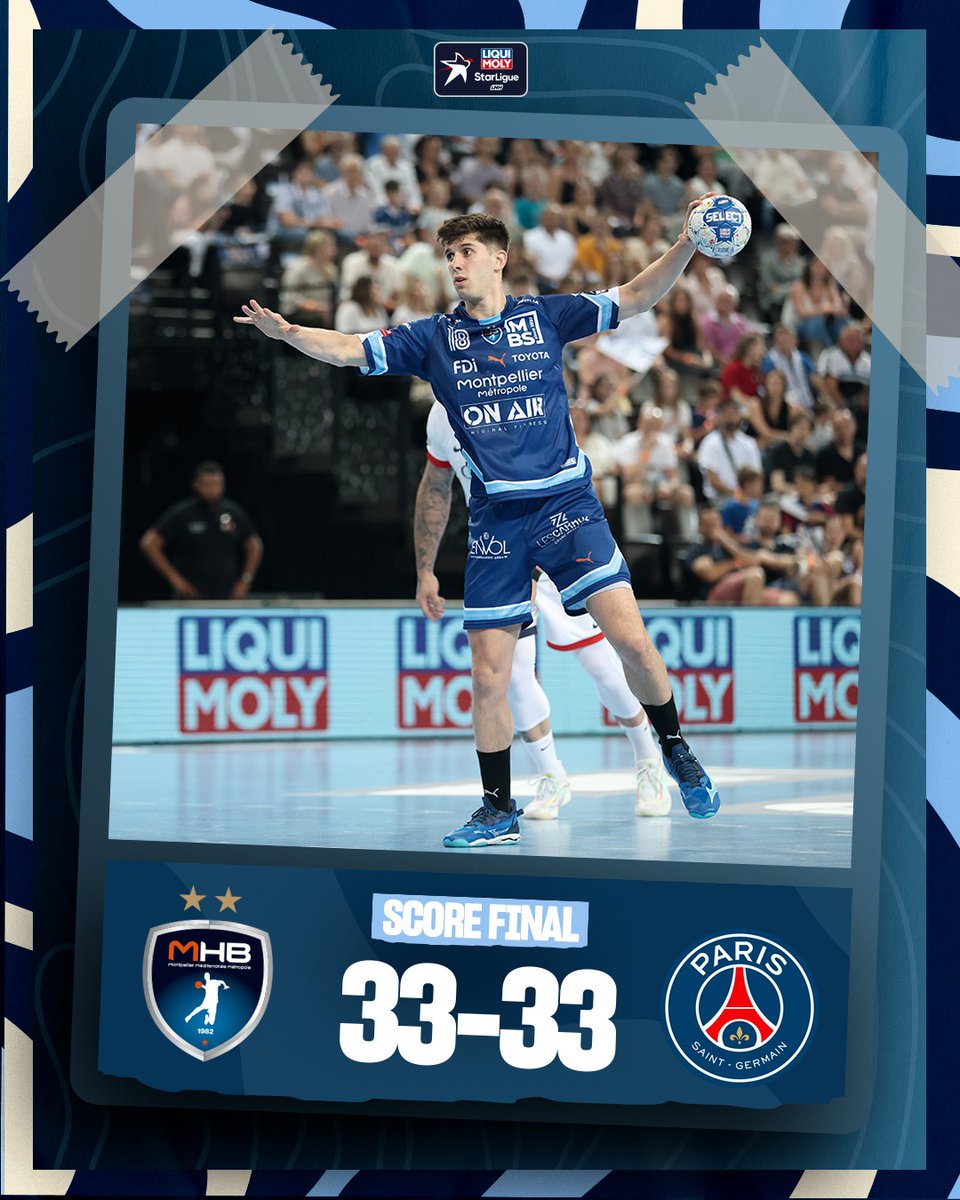 mhbofficiel's tweet photo. [#LiquiMolyStarLigue - J28] 

🔥 Au bout du money time, Montpellier accroche le PSG Handball !

🔚 @mhbofficiel 🆚 @psghand : 33-33 https://t.co/TDREHRI3ME