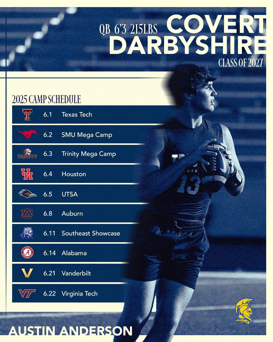 Covert Darbyshire (@covedarby) on Twitter photo Summer Camp Schedule! Ready to compete and show my talent and hard work. <a href="/d_hatcher80/">Coach Hatcher</a> <a href="/Zoumboukos65/">Peter Zoumboukos</a> <a href="/txqb/">Brian Thiebaud</a> <a href="/Coach_Stanfield/">Stanfield Qb</a> <a href="/RealBradSmith/">Brad Smith</a> <a href="/echarleslobo/">Emmanuel Charles-Lobo</a> <a href="/AWilliamsUSA/">Anthony Williams</a> <a href="/TrojanAnderson/">Anderson Trojans Football</a> Summer Camp Schedule! Ready to compete and show my talent and hard work. <a href="/d_hatcher80/">Coach Hatcher</a> <a href="/Zoumboukos65/">Peter Zoumboukos</a> <a href="/txqb/">Brian Thiebaud</a> <a href="/Coach_Stanfield/">Stanfield Qb</a> <a href="/RealBradSmith/">Brad Smith</a> <a href="/echarleslobo/">Emmanuel Charles-Lobo</a> <a href="/AWilliamsUSA/">Anthony Williams</a> <a href="/TrojanAnderson/">Anderson Trojans Football</a>