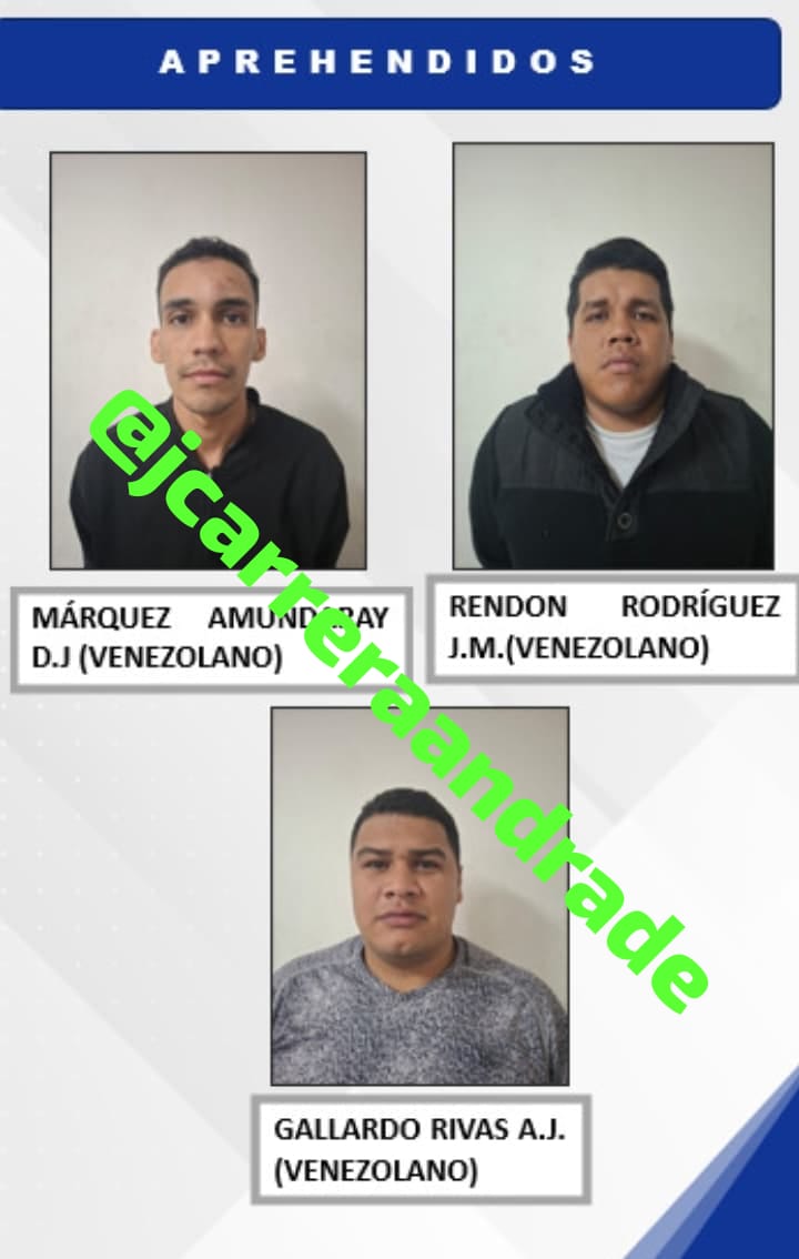 En la Ferroviaria capturan 3 venezolanos que en motos en ataque armado dispararon  e hirieron a policías que hacian control en exteriores de local La Celosa en Iñaquito. Deberían ser enjuiciados por intento de homicidio. Solo falta que les den medidas sustitutivas.