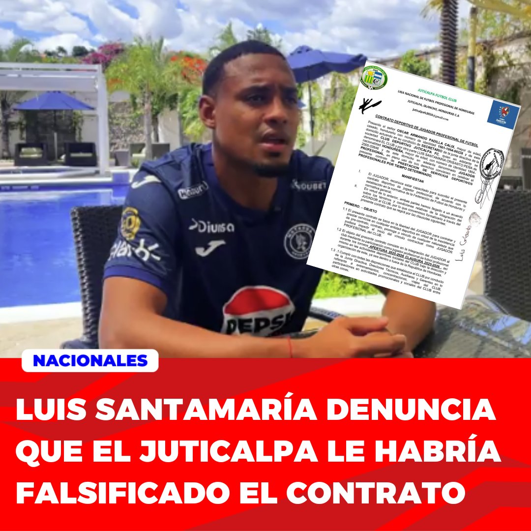 #HCHDeportes | Luego de haber sido anunciado como nuevo jugador del Motagua, el lateral Luis Santamaría enfrenta un problema. Juticalpa presentó un documento en el que aseguran que Santamaría tiene contrato con ellos por un año más.

Sin embargo, Santamaría mostró un papel