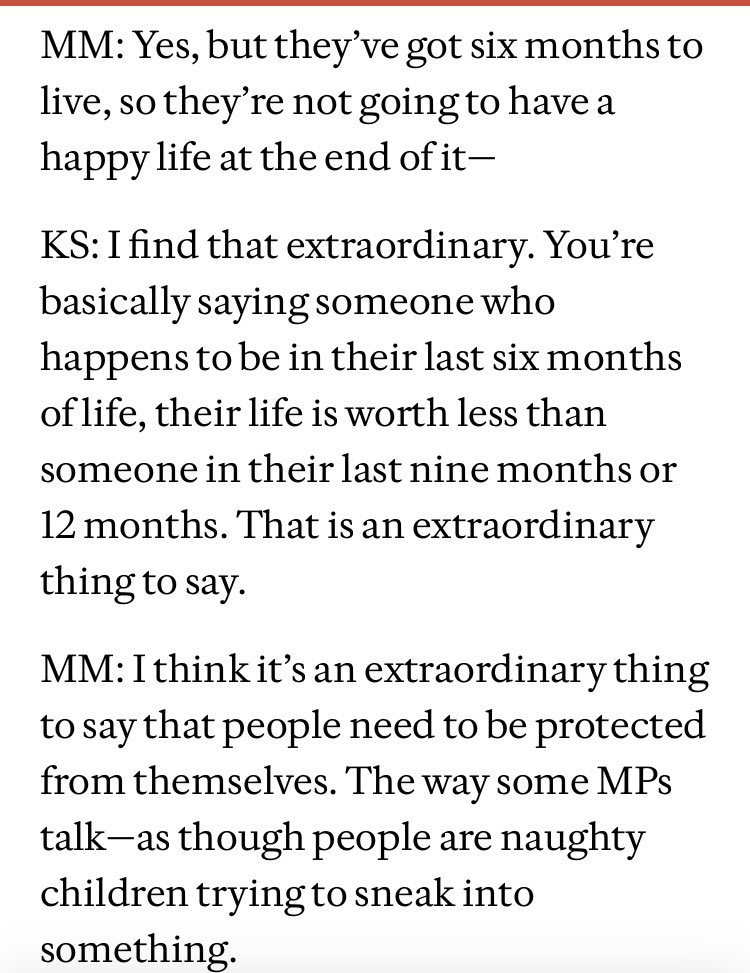 Jamilla Hussain (@jamillahussain1) on Twitter photo This is a really important read of a discussion between Mark Mardell (pro TIA bill) and <a href="/kesleeman/">Prof Katherine Sleeman</a> (against this bill but not the principle of assisted dying)
It gets to some of the assumptions that are often unsaid ie we don’t need to worry too much about the safeguards as This is a really important read of a discussion between Mark Mardell (pro TIA bill) and <a href="/kesleeman/">Prof Katherine Sleeman</a> (against this bill but not the principle of assisted dying)
It gets to some of the assumptions that are often unsaid ie we don’t need to worry too much about the safeguards as