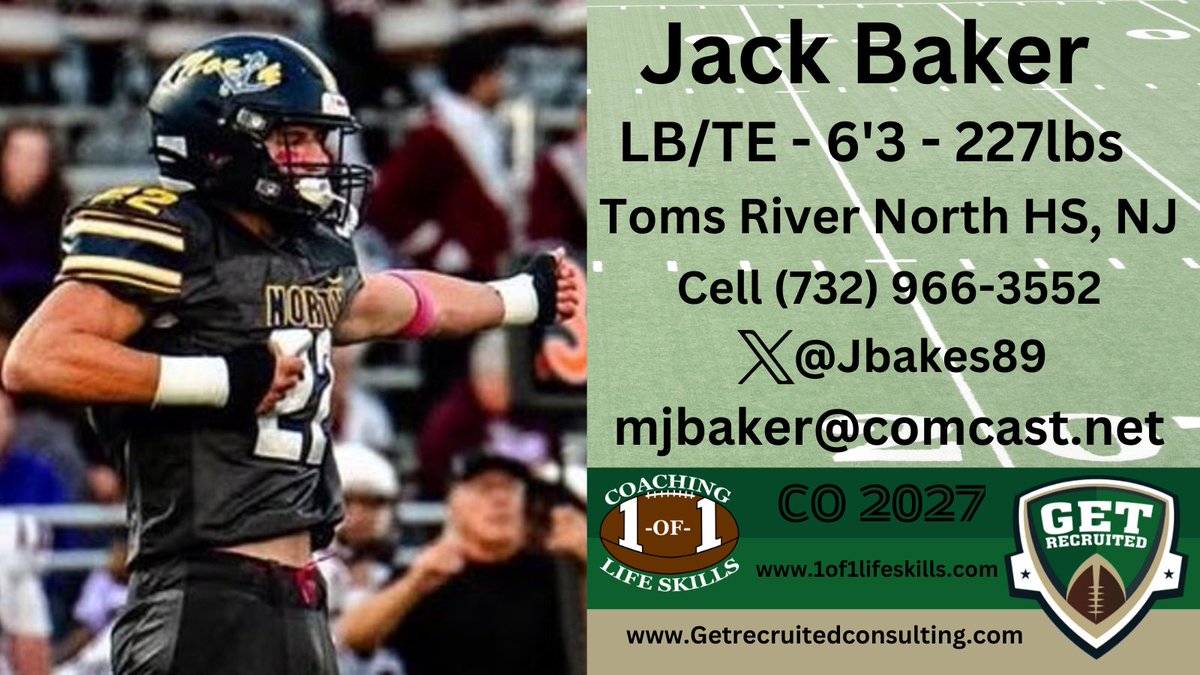 Get Recruited (@get__recruited) on Twitter photo Jack Baker - CO 2027 - LB - 6'3, 227 - 4.0 GPA - Physical, tough, explosive, & athletic. Toms River North HS, NJ. Player Info: x.com/Jbakes89 @1of1lifeskills <a href="/Jbakes89/">Jack Baker</a> <a href="/BrownU_Football/">Brown Bears Football</a> <a href="/CULionsFB/">Columbia Football</a> <a href="/BigRed_Football/">Cornell Football</a> <a href="/DartmouthFTBL/">Dartmouth Football</a> <a href="/yalefootball/">Yale Football</a> <a href="/PennFB/">Penn Football</a> <a href="/PrincetonFTBL/">Princeton Football</a> Jack Baker - CO 2027 - LB - 6'3, 227 - 4.0 GPA - Physical, tough, explosive, & athletic. Toms River North HS, NJ. Player Info: x.com/Jbakes89 @1of1lifeskills <a href="/Jbakes89/">Jack Baker</a> <a href="/BrownU_Football/">Brown Bears Football</a> <a href="/CULionsFB/">Columbia Football</a> <a href="/BigRed_Football/">Cornell Football</a> <a href="/DartmouthFTBL/">Dartmouth Football</a> <a href="/yalefootball/">Yale Football</a> <a href="/PennFB/">Penn Football</a> <a href="/PrincetonFTBL/">Princeton Football</a>