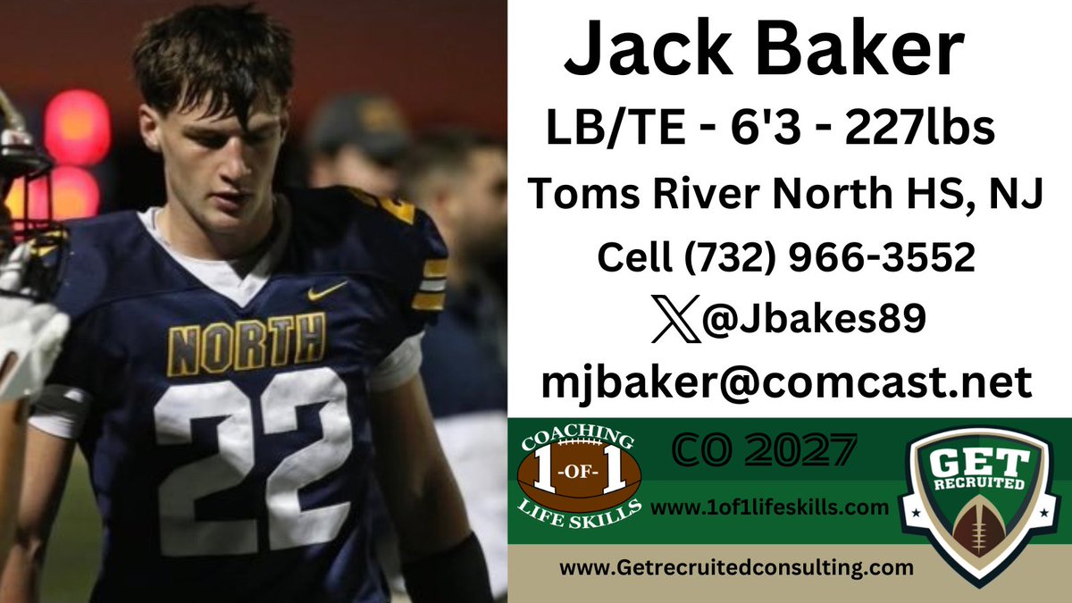Get Recruited (@get__recruited) on Twitter photo Jack Baker - CO 2027 - LB - 6'3, 227 - 4.0 GPA - Physical, tough, explosive, & athletic. Toms River North HS, NJ. Player Info: x.com/Jbakes89 @1of1lifeskills <a href="/Jbakes89/">Jack Baker</a> <a href="/Bucknell_FB/">Bucknell Football</a> <a href="/ColgateFB/">Colgate Football</a> <a href="/FORDHAMFOOTBALL/">Fordham Football</a> <a href="/HoyasFB/">Georgetown Football</a> <a href="/HCrossFB/">Holy Cross Football</a> <a href="/LafColFootball/">Lafayette Football</a> <a href="/LehighFootball/">Lehigh Football</a> Jack Baker - CO 2027 - LB - 6'3, 227 - 4.0 GPA - Physical, tough, explosive, & athletic. Toms River North HS, NJ. Player Info: x.com/Jbakes89 @1of1lifeskills <a href="/Jbakes89/">Jack Baker</a> <a href="/Bucknell_FB/">Bucknell Football</a> <a href="/ColgateFB/">Colgate Football</a> <a href="/FORDHAMFOOTBALL/">Fordham Football</a> <a href="/HoyasFB/">Georgetown Football</a> <a href="/HCrossFB/">Holy Cross Football</a> <a href="/LafColFootball/">Lafayette Football</a> <a href="/LehighFootball/">Lehigh Football</a>